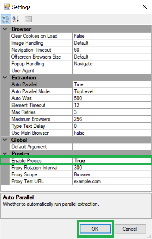 Enable proxies