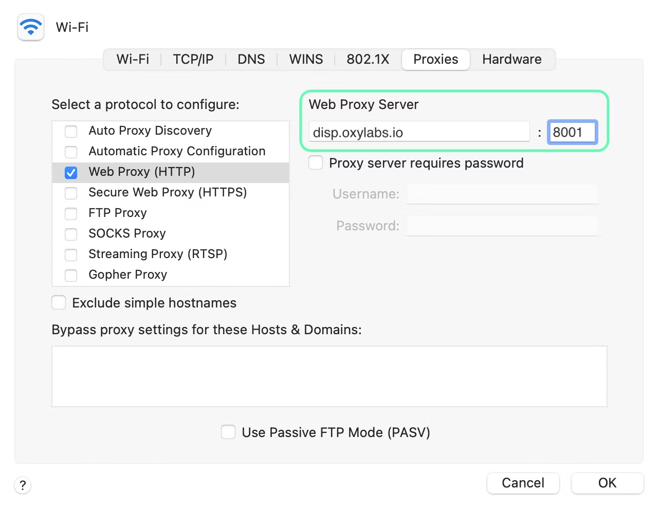 MacOS Web Proxy Server